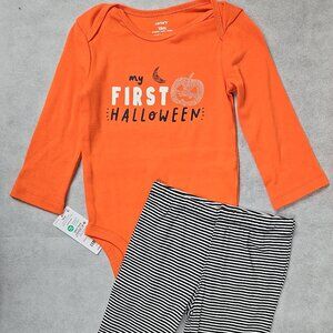 Carter's Baby 18 mo "My First Halloween" Orange Long Sleeve 2‎ piece Pumpkin NEW